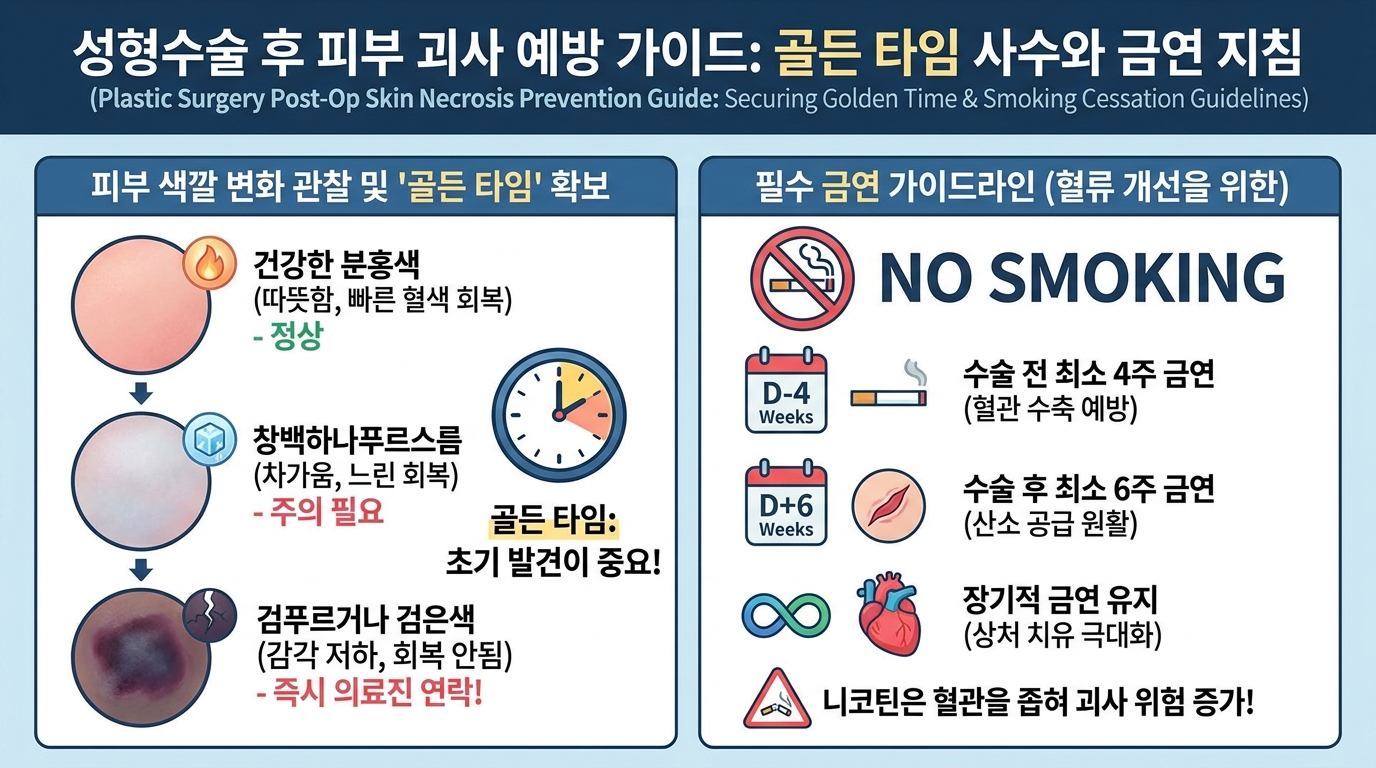피부 괴사 예방: 초기 대응 시점을 확인하는 피부색 변화와 금연 기준