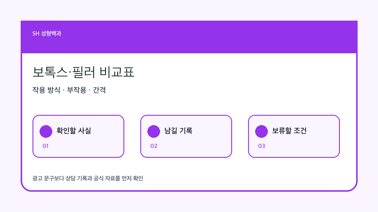 보톡스·필러 상담 기준: 작용 방식과 부작용 질문을 분리하기