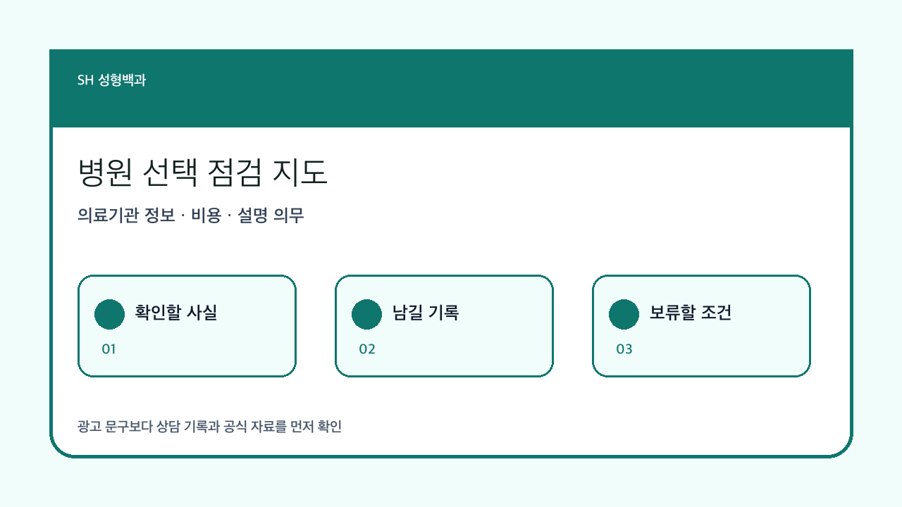 성형외과 병원 선택 기준: 광고보다 먼저 확인할 안전 정보