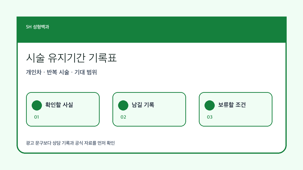 비수술 시술 유지기간 기준: 개인차와 반복 계획을 확인하는 방법