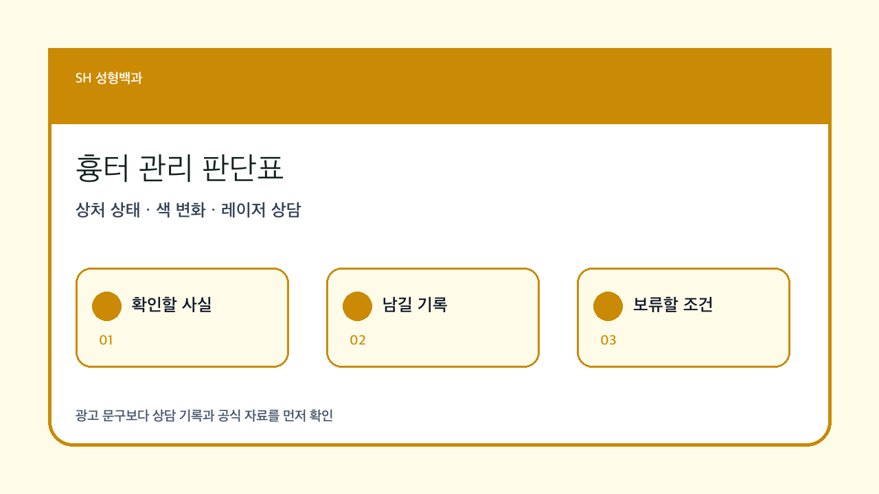 흉터 관리 상담 기준: 연고·햇빛·레이저를 결정하기 전 확인할 상태