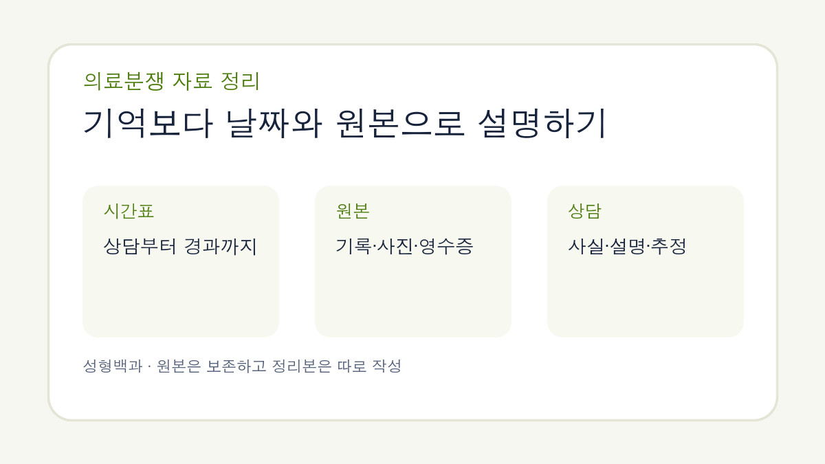 수술·시술 뒤 의료분쟁을 준비할 때: 진료기록과 경과 자료 정리 순서