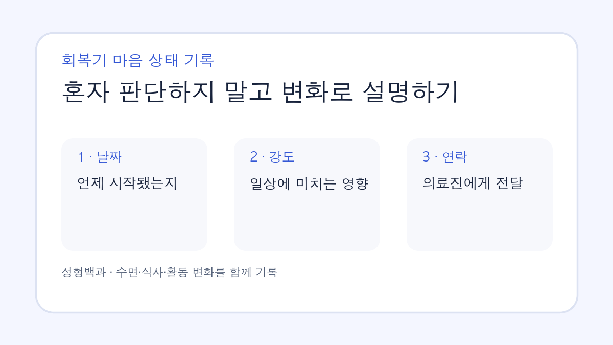 회복기 우울감과 불안을 의료진에게 설명하는 기록법