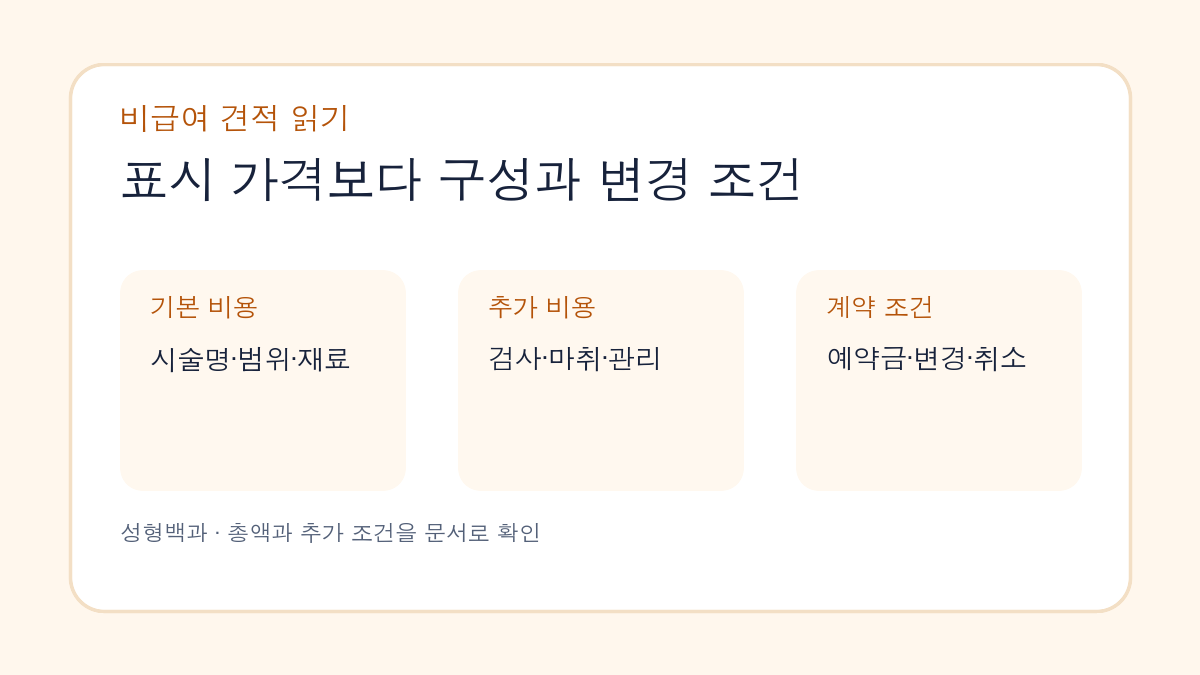 성형외과 비급여 견적 읽는 법: 총액·추가비용·환불 조건을 나누기